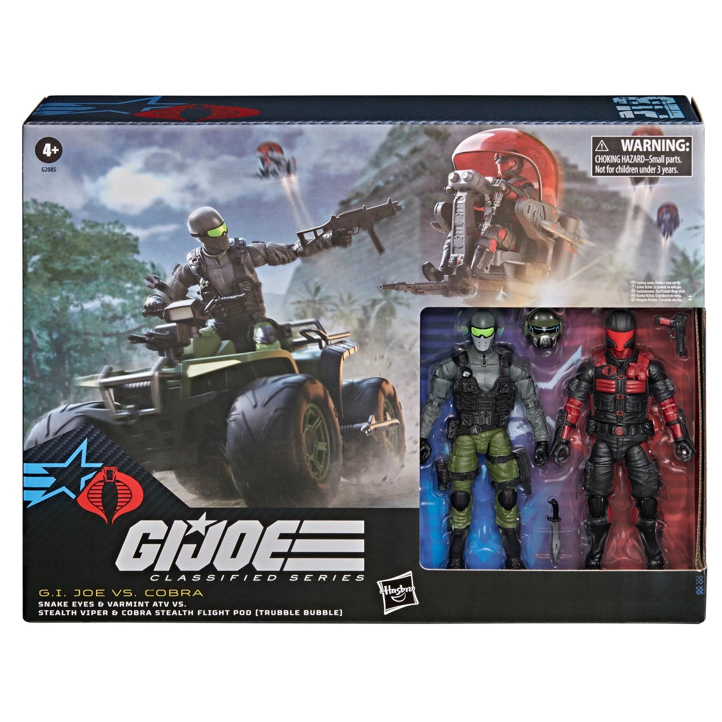 G.I. Joe Classified Series #218 Snake Eyes & Varmint ATV vs. Stealth Viper & Cobra Stealth Flight Pod (Trubble Bubble) Action Figure Two-Pack PREORDER