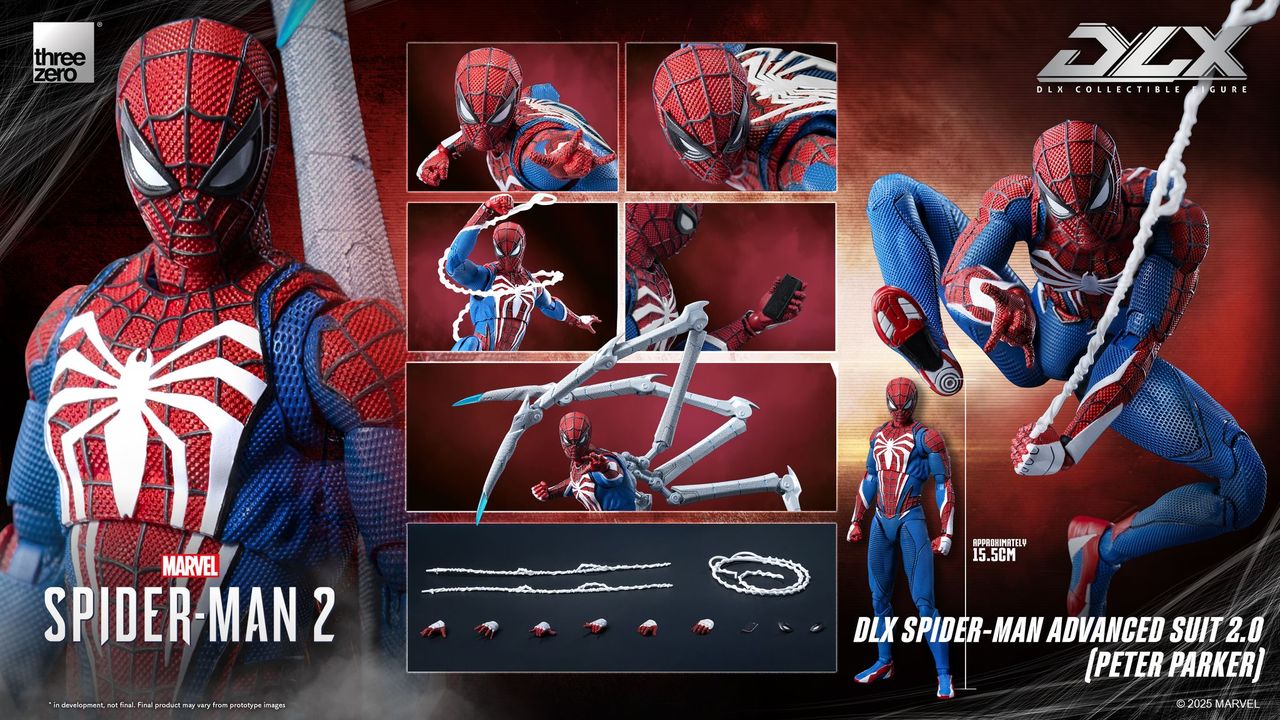 ThreeZero Marvel's Spider-Man 2: DLX Spider-Man Advanced Suit 2.0 (Peter Parker) 1/12 Scale Action Figure PREORDER